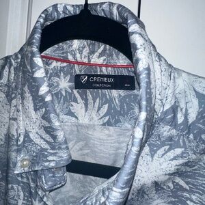 Daniel Cremieux Gray and White Tropical Print Button-Down Shirt